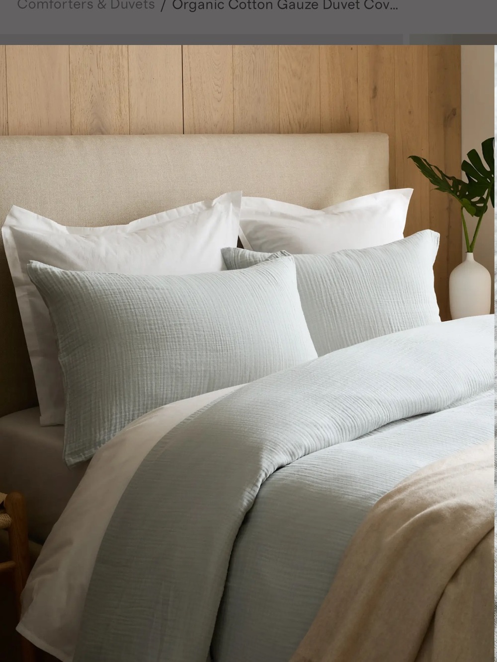 NWT Quince Light Green (Mist) Organic Cotton Gauze Duvet Cover!